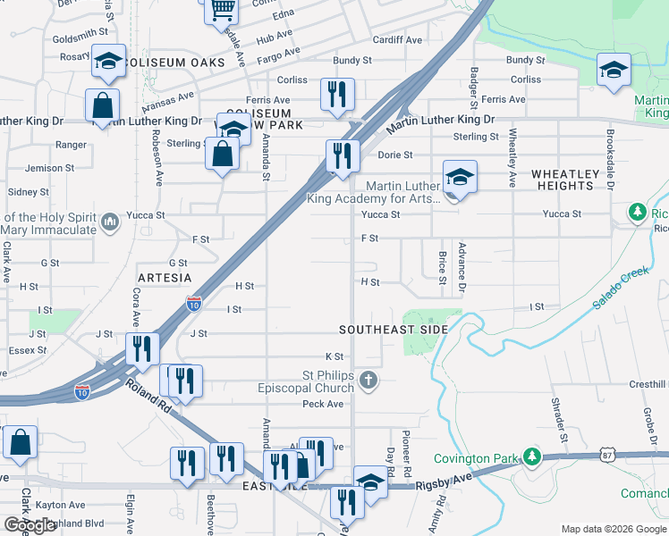 map of restaurants, bars, coffee shops, grocery stores, and more near 803 Pecan Valley Drive in San Antonio