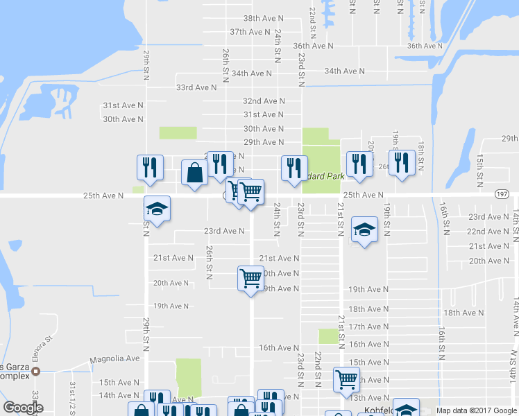 map of restaurants, bars, coffee shops, grocery stores, and more near 2226 25th Avenue North in Texas City
