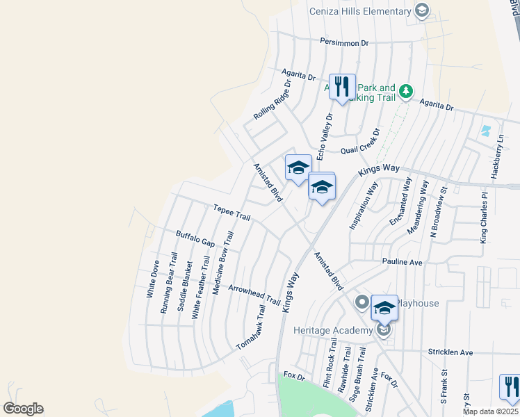 map of restaurants, bars, coffee shops, grocery stores, and more near 110 Shawnee Trail in Del Rio