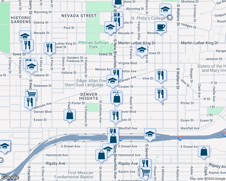 map of restaurants, bars, coffee shops, grocery stores, and more near 814 Aransas Avenue in San Antonio