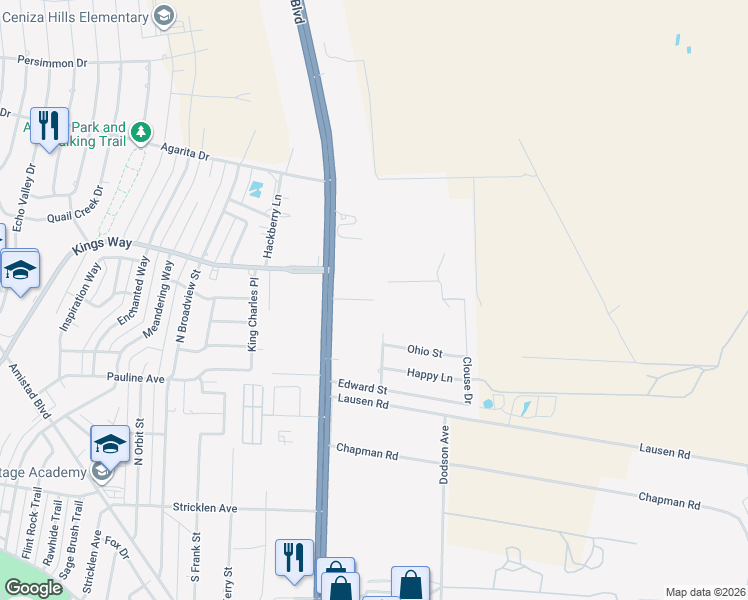 map of restaurants, bars, coffee shops, grocery stores, and more near Arledge Lane in Del Rio