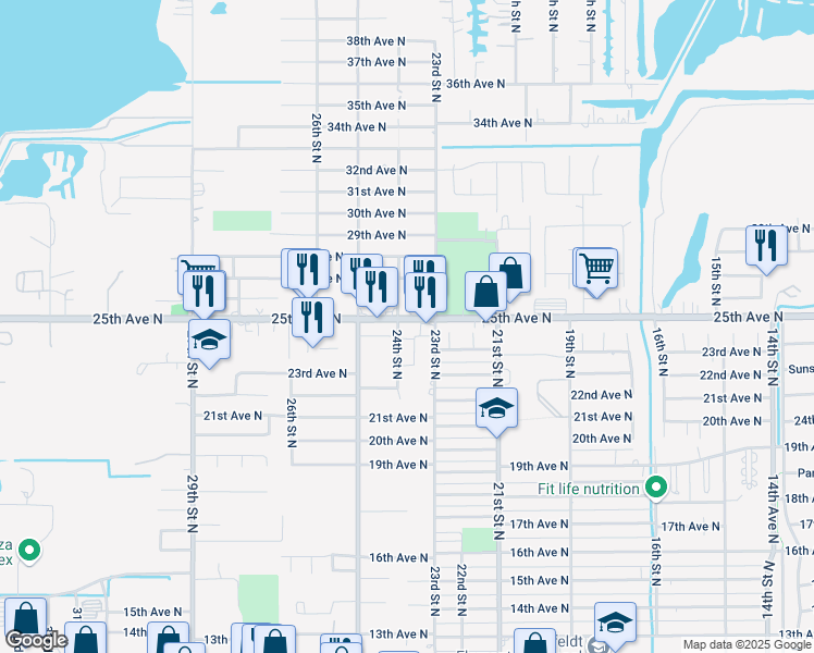map of restaurants, bars, coffee shops, grocery stores, and more near 2410 24th Street North in Texas City