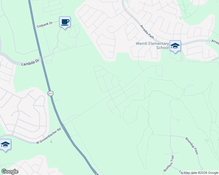 map of restaurants, bars, coffee shops, grocery stores, and more near Unnamed Road in San Antonio