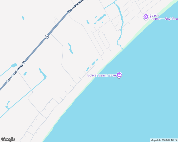 map of restaurants, bars, coffee shops, grocery stores, and more near 3722 Biscayne Beach Rd in Bolivar Peninsula