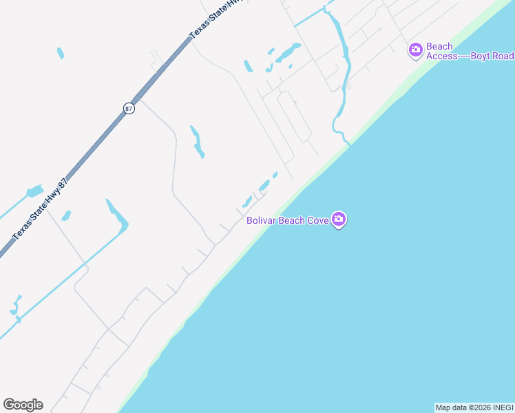 map of restaurants, bars, coffee shops, grocery stores, and more near 4040 Biscayne Beach Road in Bolivar Peninsula