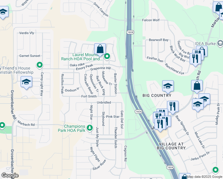 map of restaurants, bars, coffee shops, grocery stores, and more near 2318 Marcy Route in San Antonio