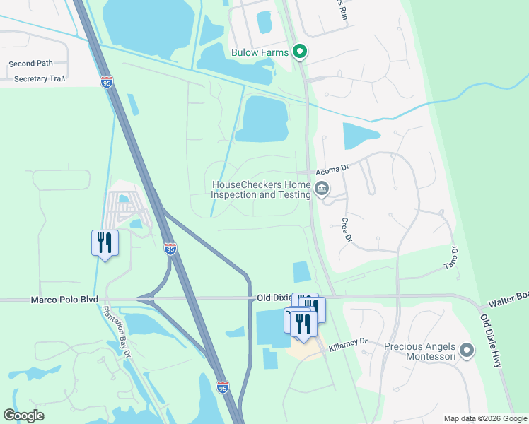 map of restaurants, bars, coffee shops, grocery stores, and more near 2196 Old Kings Road in Daytona Beach