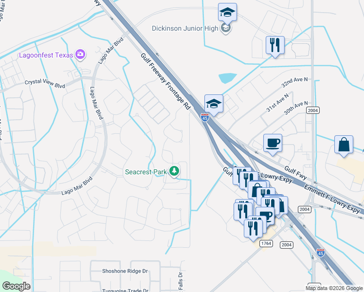 map of restaurants, bars, coffee shops, grocery stores, and more near 12118 Seacrest Lane in Santa Fe
