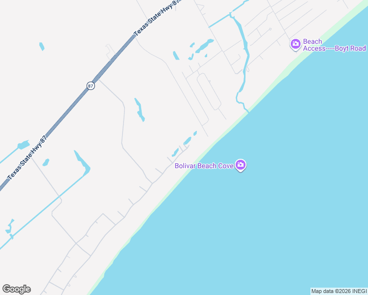 map of restaurants, bars, coffee shops, grocery stores, and more near 4053 Biscayne Beach Road in Bolivar Peninsula