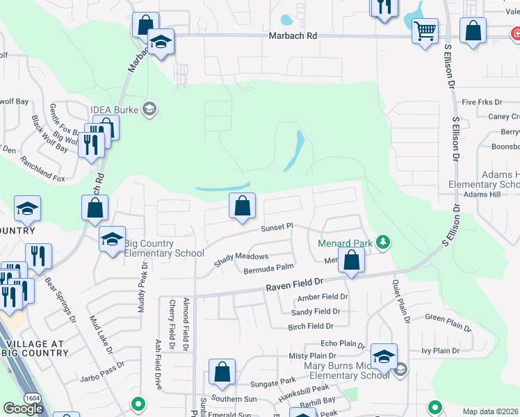 map of restaurants, bars, coffee shops, grocery stores, and more near 9966 Permian Bay in San Antonio