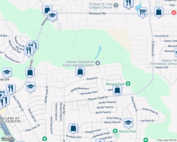 map of restaurants, bars, coffee shops, grocery stores, and more near 9966 Permian Bay in San Antonio