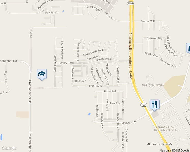 map of restaurants, bars, coffee shops, grocery stores, and more near 2151 Opelousas Tr in San Antonio