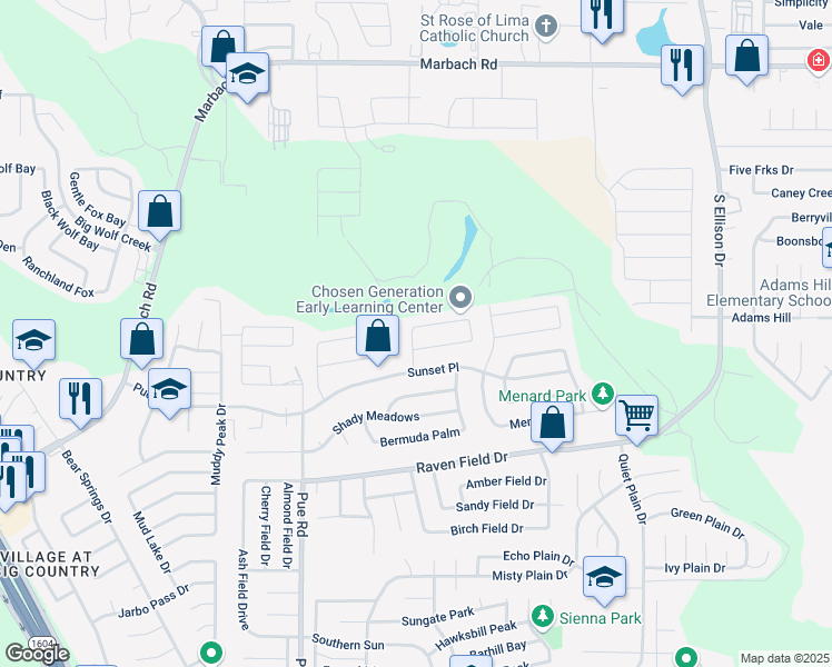 map of restaurants, bars, coffee shops, grocery stores, and more near 9966 Permian Bay in San Antonio