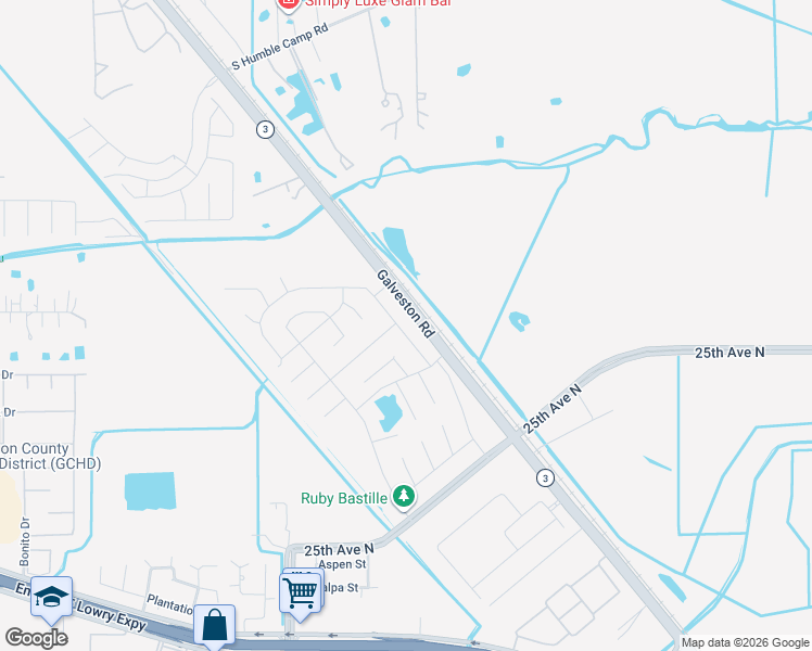 map of restaurants, bars, coffee shops, grocery stores, and more near 2726 Coral Drive in Texas City