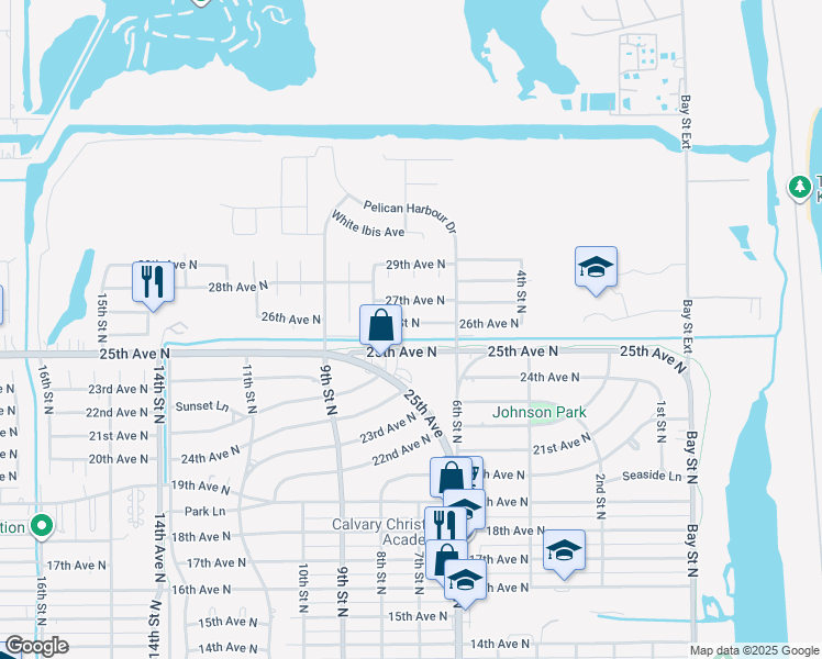 map of restaurants, bars, coffee shops, grocery stores, and more near 633 26th Avenue North in Texas City