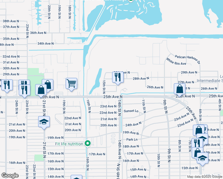 map of restaurants, bars, coffee shops, grocery stores, and more near 1418 26th Avenue North in Texas City