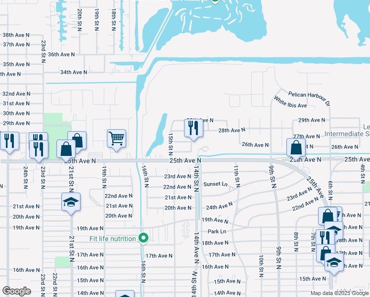 map of restaurants, bars, coffee shops, grocery stores, and more near 1418 26th Avenue North in Texas City