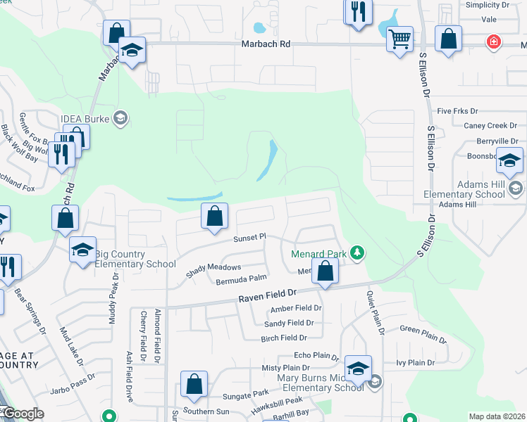 map of restaurants, bars, coffee shops, grocery stores, and more near 9922 Permian Bay in San Antonio