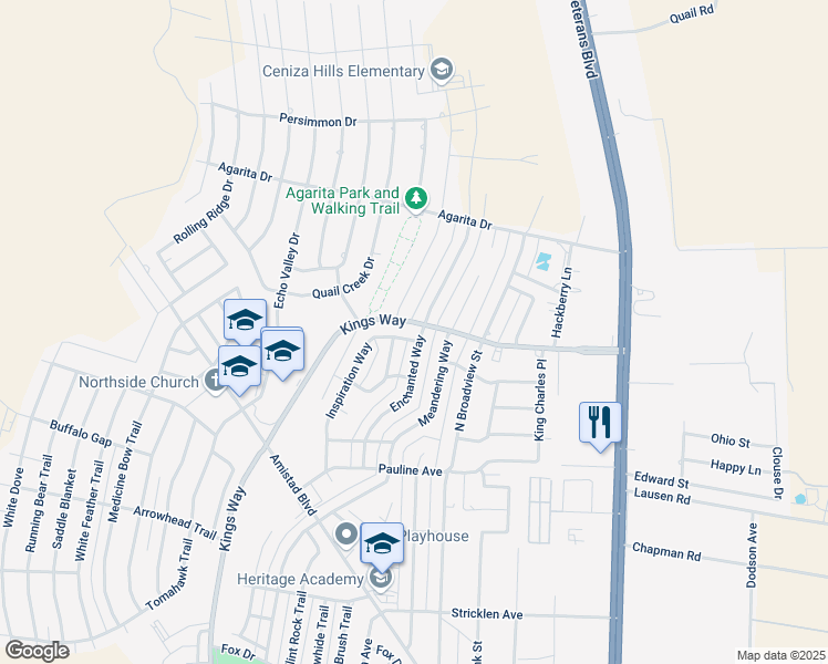 map of restaurants, bars, coffee shops, grocery stores, and more near 324 Enchanted Way in Del Rio
