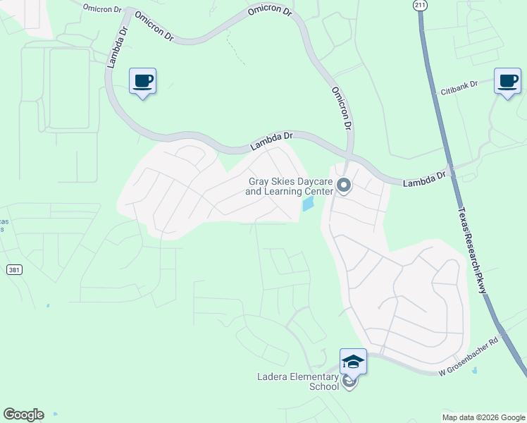 map of restaurants, bars, coffee shops, grocery stores, and more near 2302 Themis Way in San Antonio