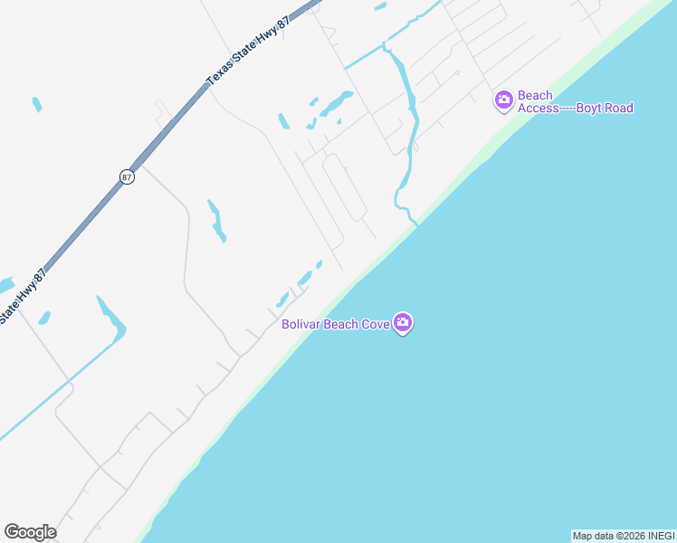 map of restaurants, bars, coffee shops, grocery stores, and more near 716 Magnolia Lane in Bolivar Peninsula