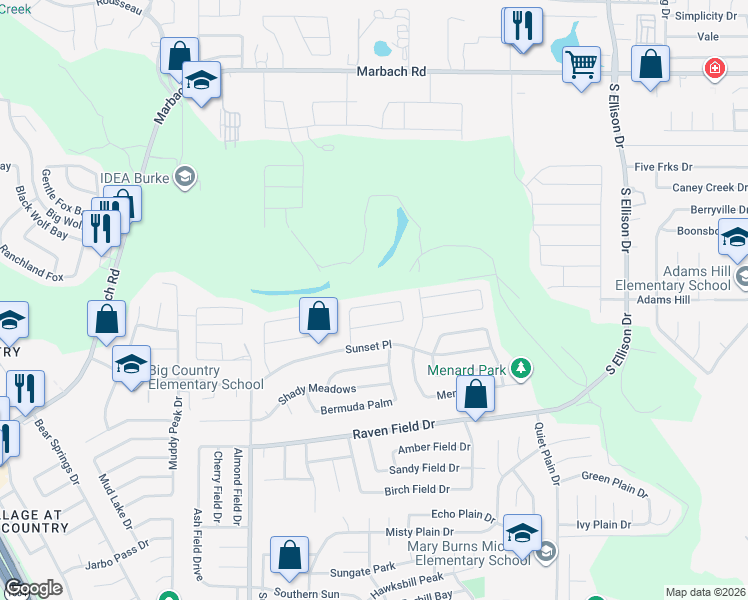 map of restaurants, bars, coffee shops, grocery stores, and more near 9922 Permian Bay in San Antonio
