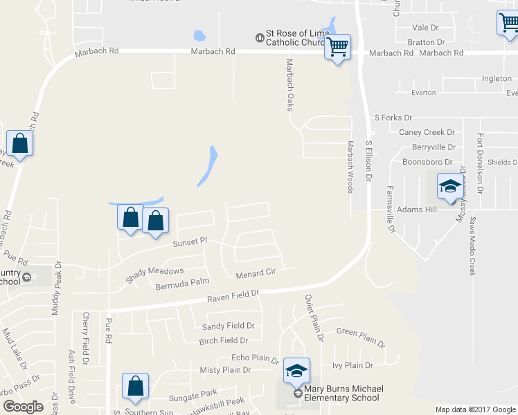 map of restaurants, bars, coffee shops, grocery stores, and more near 9839 Highland Creek in San Antonio