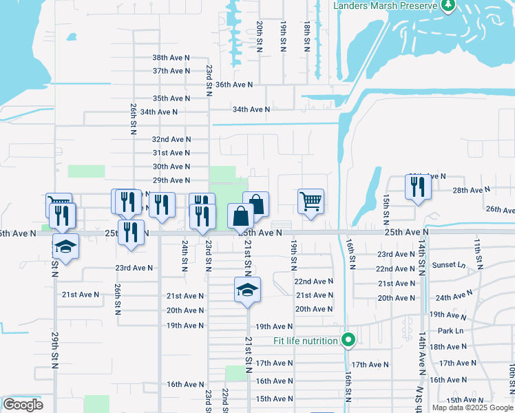 map of restaurants, bars, coffee shops, grocery stores, and more near 2602 21st Street North in Texas City