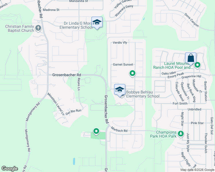 map of restaurants, bars, coffee shops, grocery stores, and more near 4637-5075 Grosenbacher Rd in San Antonio