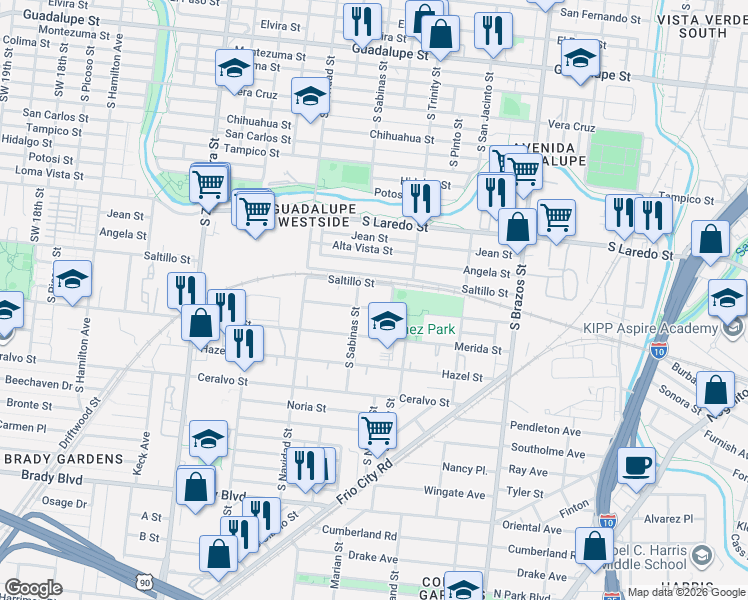 map of restaurants, bars, coffee shops, grocery stores, and more near 326 Kemper in San Antonio