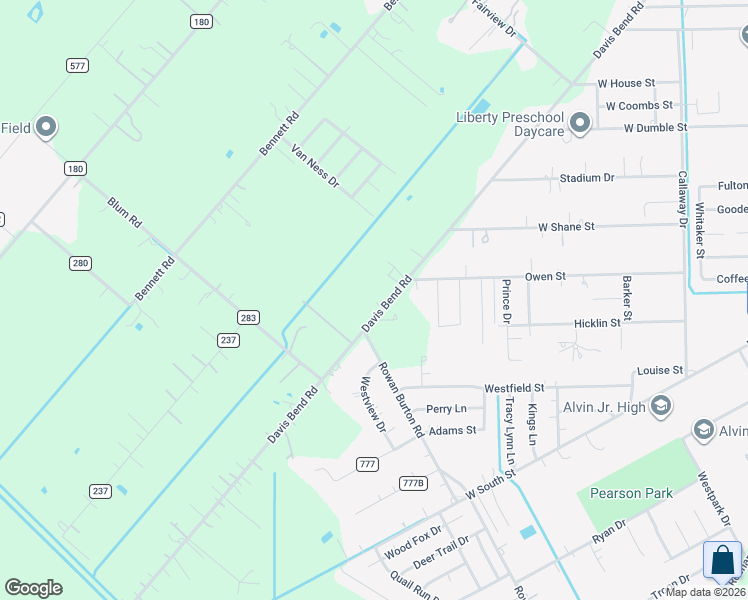map of restaurants, bars, coffee shops, grocery stores, and more near 2210 County Road 179 in Alvin