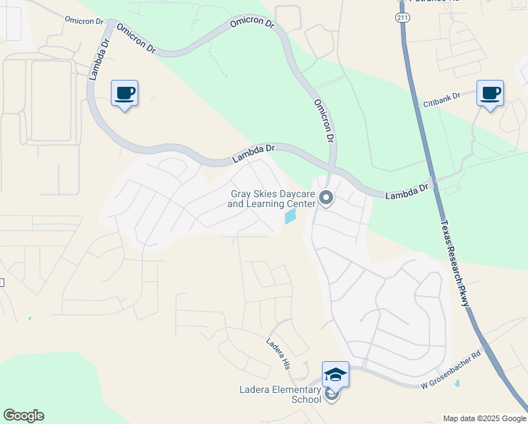 map of restaurants, bars, coffee shops, grocery stores, and more near 2202 Themis Way in San Antonio
