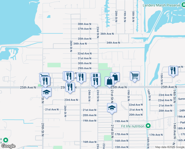 map of restaurants, bars, coffee shops, grocery stores, and more near 2326 28th Avenue North in Texas City