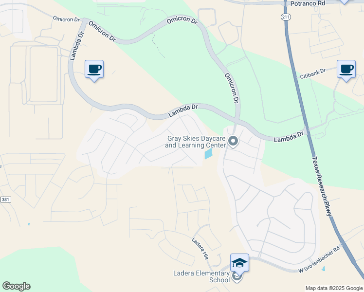 map of restaurants, bars, coffee shops, grocery stores, and more near 2202 Themis Way in San Antonio