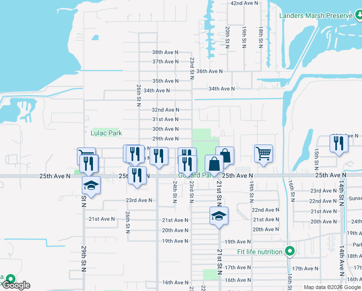 map of restaurants, bars, coffee shops, grocery stores, and more near 2326 28th Avenue North in Texas City
