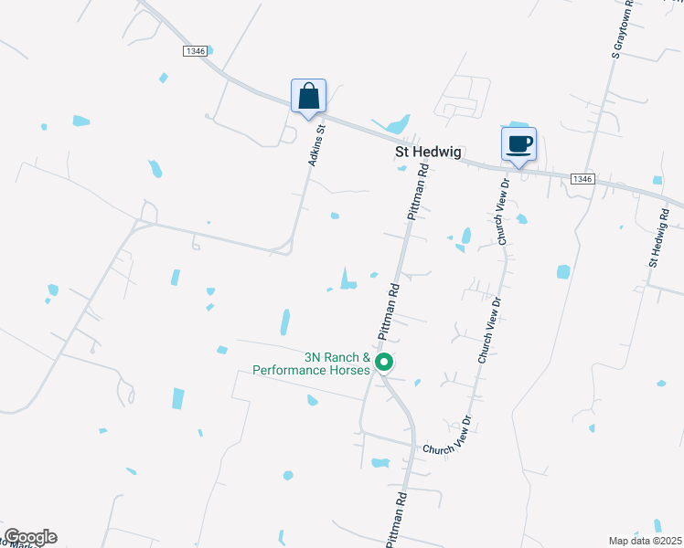 map of restaurants, bars, coffee shops, grocery stores, and more near 1395 Pittman Road in Saint Hedwig