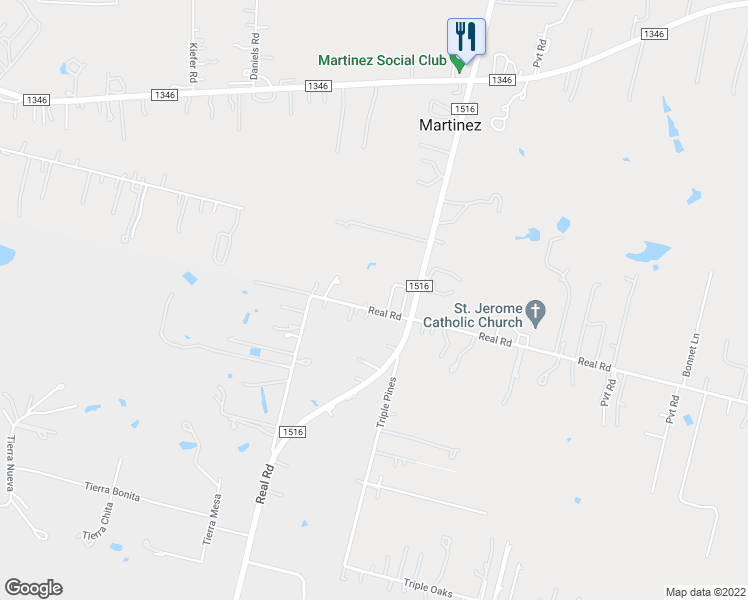 map of restaurants, bars, coffee shops, grocery stores, and more near 7667 Real Road in San Antonio