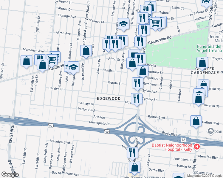 map of restaurants, bars, coffee shops, grocery stores, and more near 421 Coronado Avenue in San Antonio