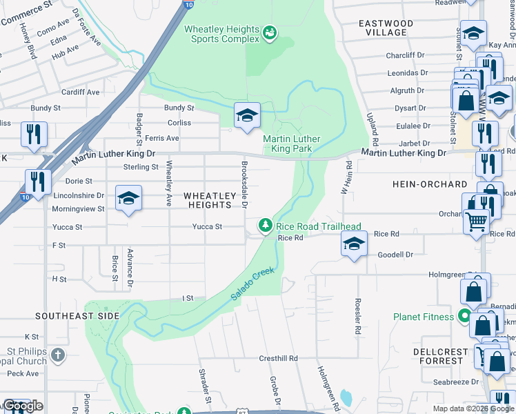 map of restaurants, bars, coffee shops, grocery stores, and more near 818 Morningview Drive in San Antonio
