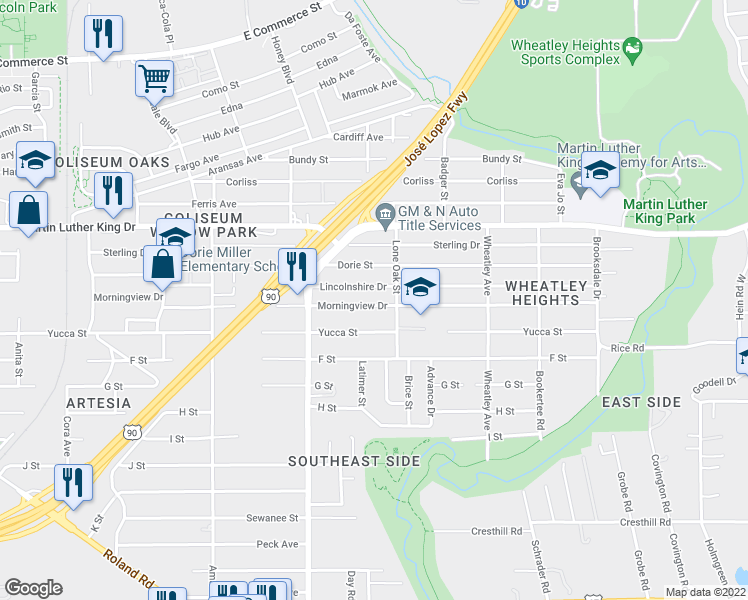 map of restaurants, bars, coffee shops, grocery stores, and more near 471 Morningview Drive in San Antonio