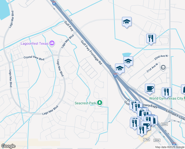 map of restaurants, bars, coffee shops, grocery stores, and more near 2917 Seacrest Lane in Santa Fe