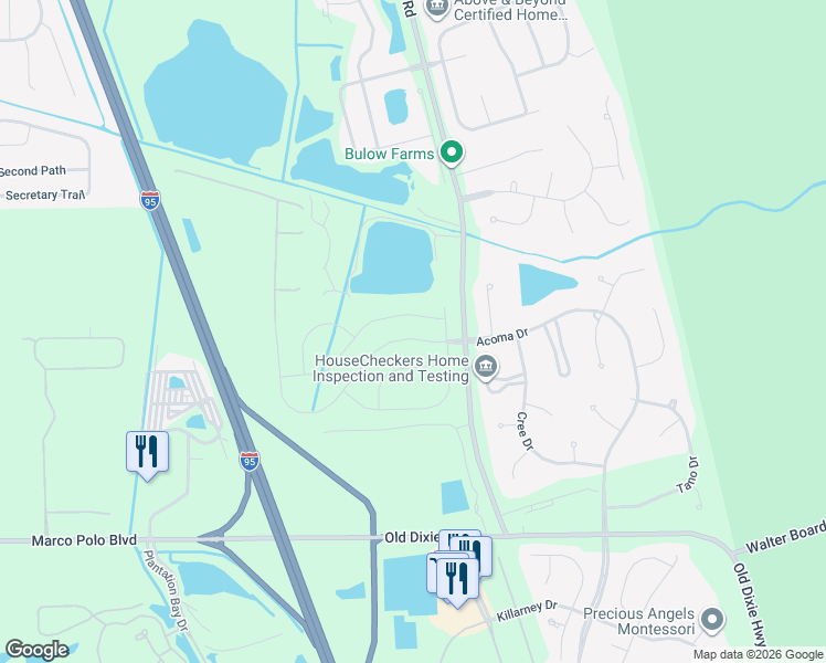 map of restaurants, bars, coffee shops, grocery stores, and more near 2196 Old Kings Road in Ormond Beach