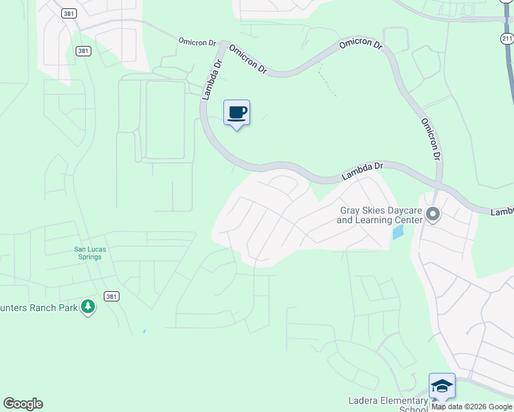 map of restaurants, bars, coffee shops, grocery stores, and more near 15211 Proteus Street in San Antonio