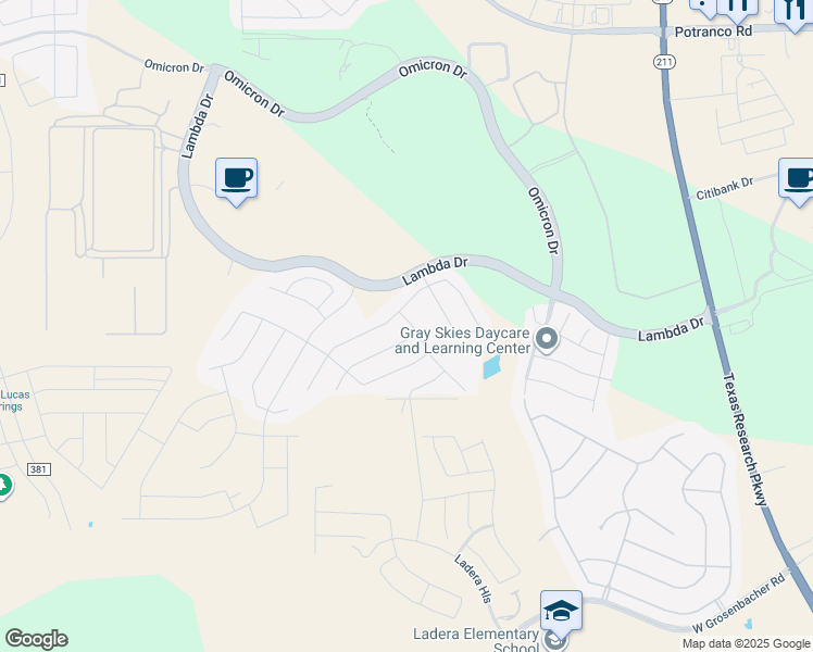 map of restaurants, bars, coffee shops, grocery stores, and more near 15103 Orpheus Way in San Antonio