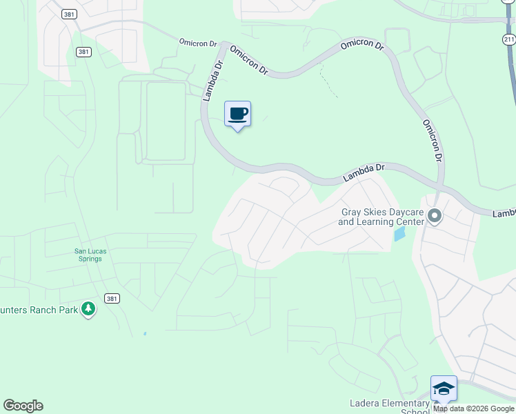 map of restaurants, bars, coffee shops, grocery stores, and more near 15211 Proteus Street in San Antonio