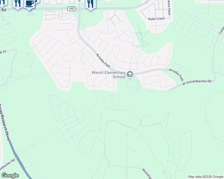 map of restaurants, bars, coffee shops, grocery stores, and more near 1928 Cronus Bend in San Antonio