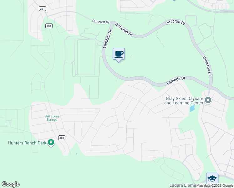 map of restaurants, bars, coffee shops, grocery stores, and more near 15423 Proteus Street in San Antonio