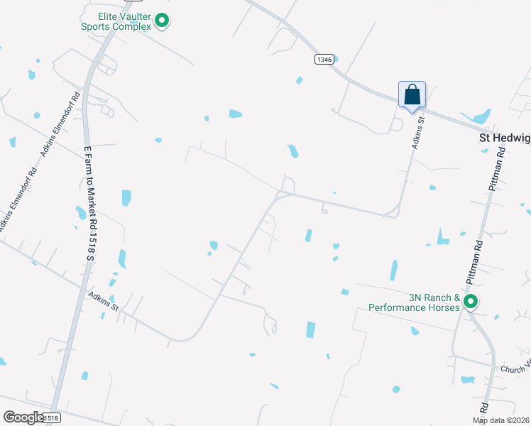 map of restaurants, bars, coffee shops, grocery stores, and more near 13301 Adkins-St Hedwig Road in Saint Hedwig