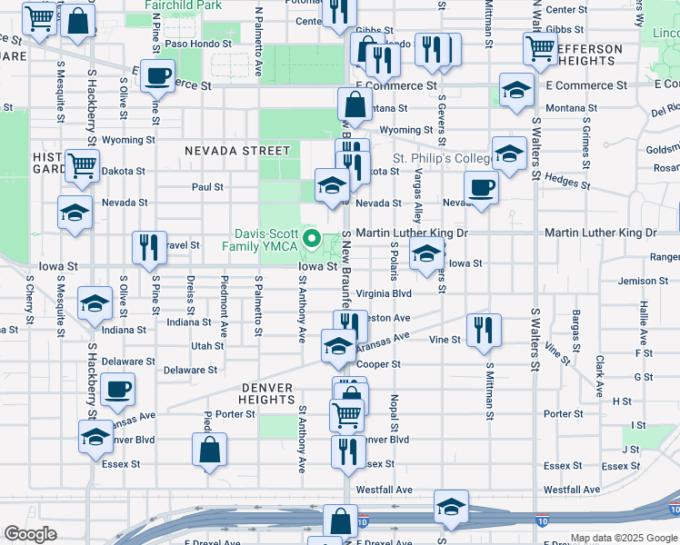 map of restaurants, bars, coffee shops, grocery stores, and more near in San Antonio