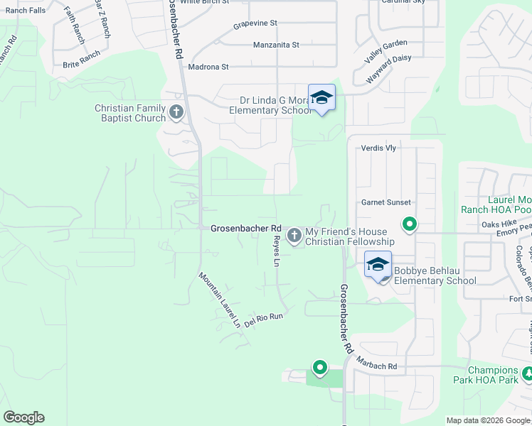 map of restaurants, bars, coffee shops, grocery stores, and more near 2022 Grosenbacher Road in San Antonio